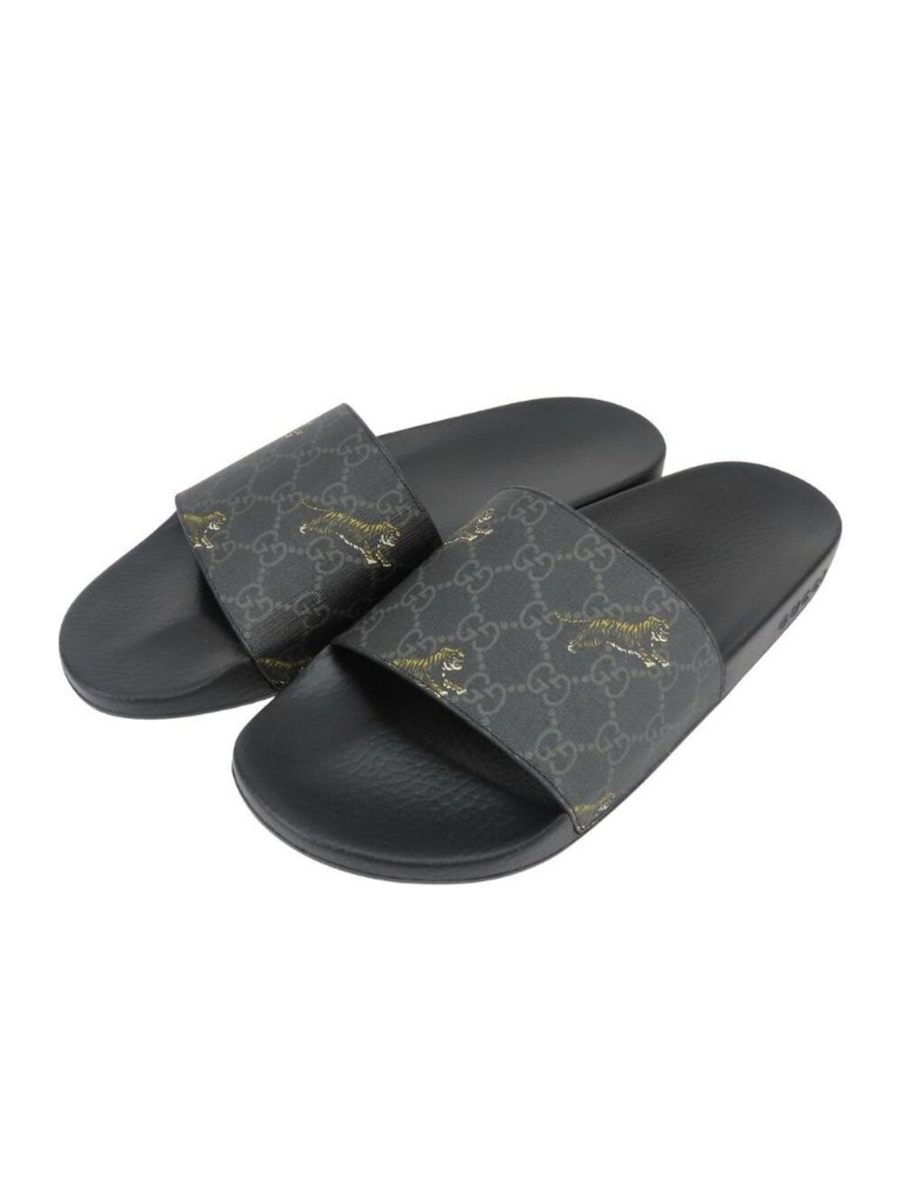 Gucci Sandals GG Supreme Rubber Black Tiger 12